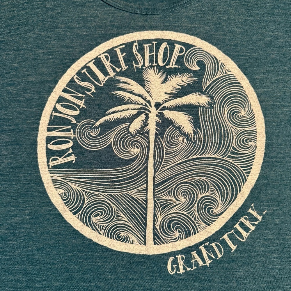 Blue 84 Heathered Teal Blue Tee Ron Jon Surf Shop Grand Turk Size Large - Picture 3 of 5